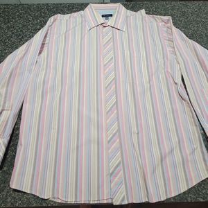 VTG TED BAKER Beautiful Men Striped Dress Shirt XL 17.5 34/35 VINTAGE